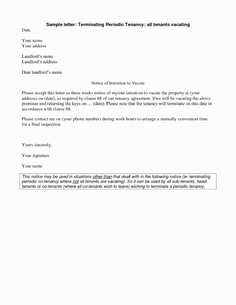 Costum Tenant Notice Letter Template Example Tacitproject