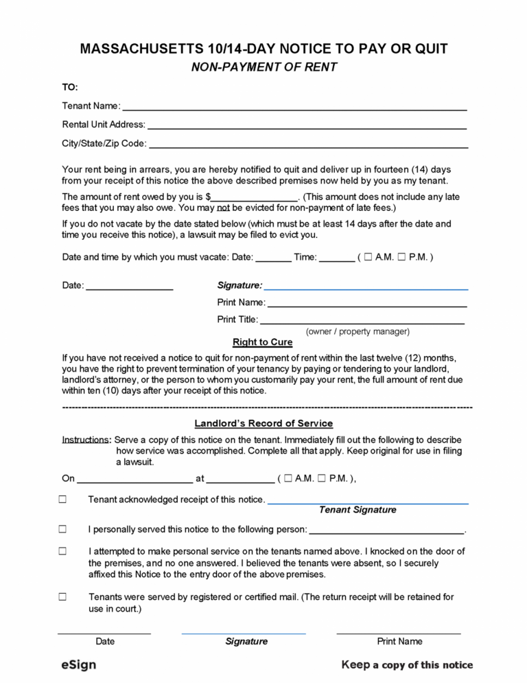 Editable Failure To Pay Rent Notice Template Excel Example Tacitproject