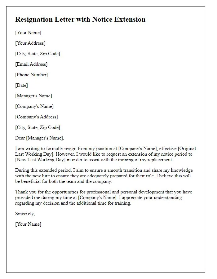 extended notice resignation letter template