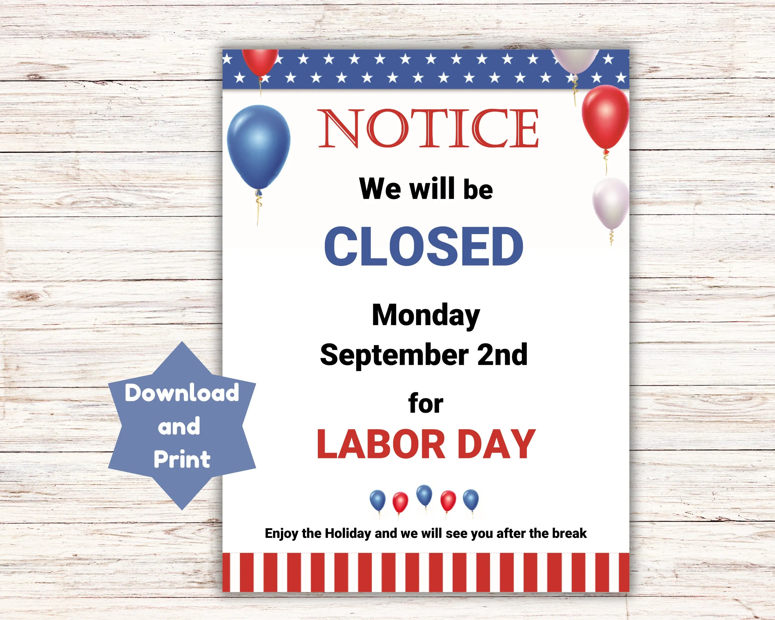 labor day closure notice template