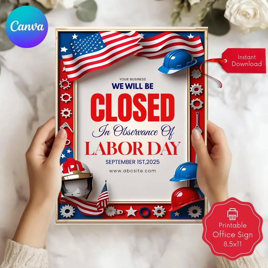Printable labor day closure notice template