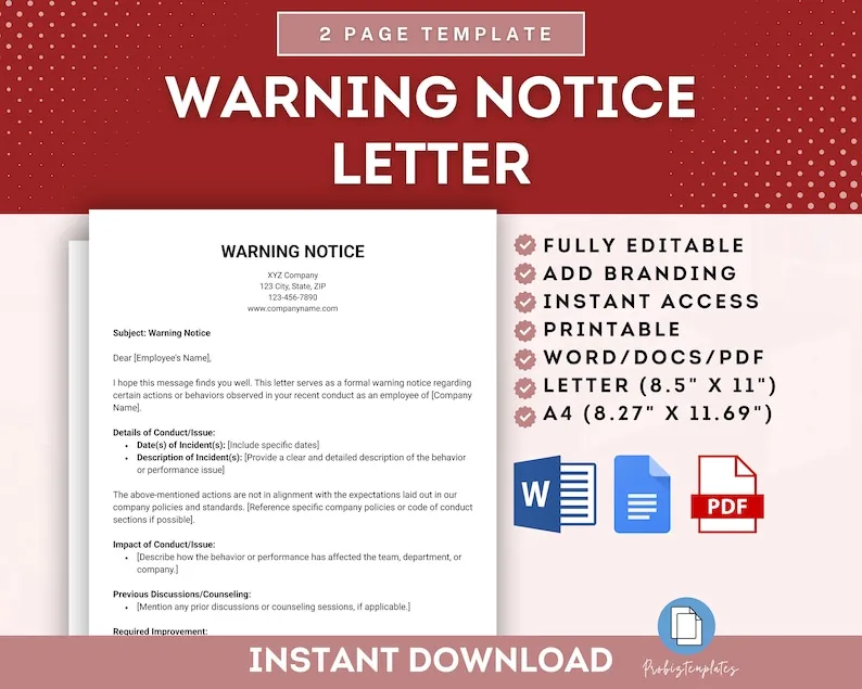 recording option warning notice letter template