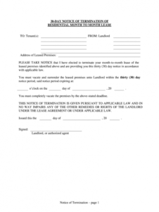 30 Day Notice Contract Termination Letter Template  Example
