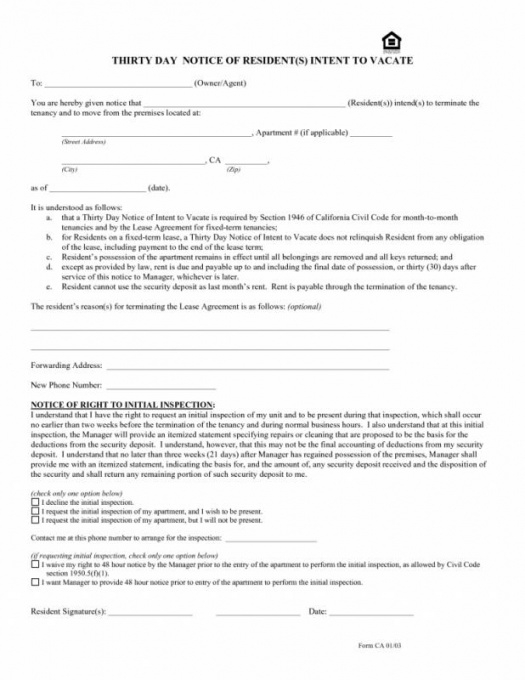 60 Day Notice To Terminate Lease Template Doc Example Tacitproject