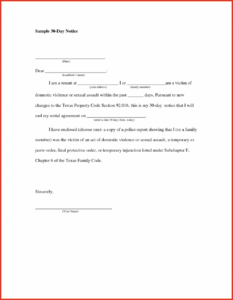 Best 30 Day Notice To Landlord Template Sample Pdf Sample