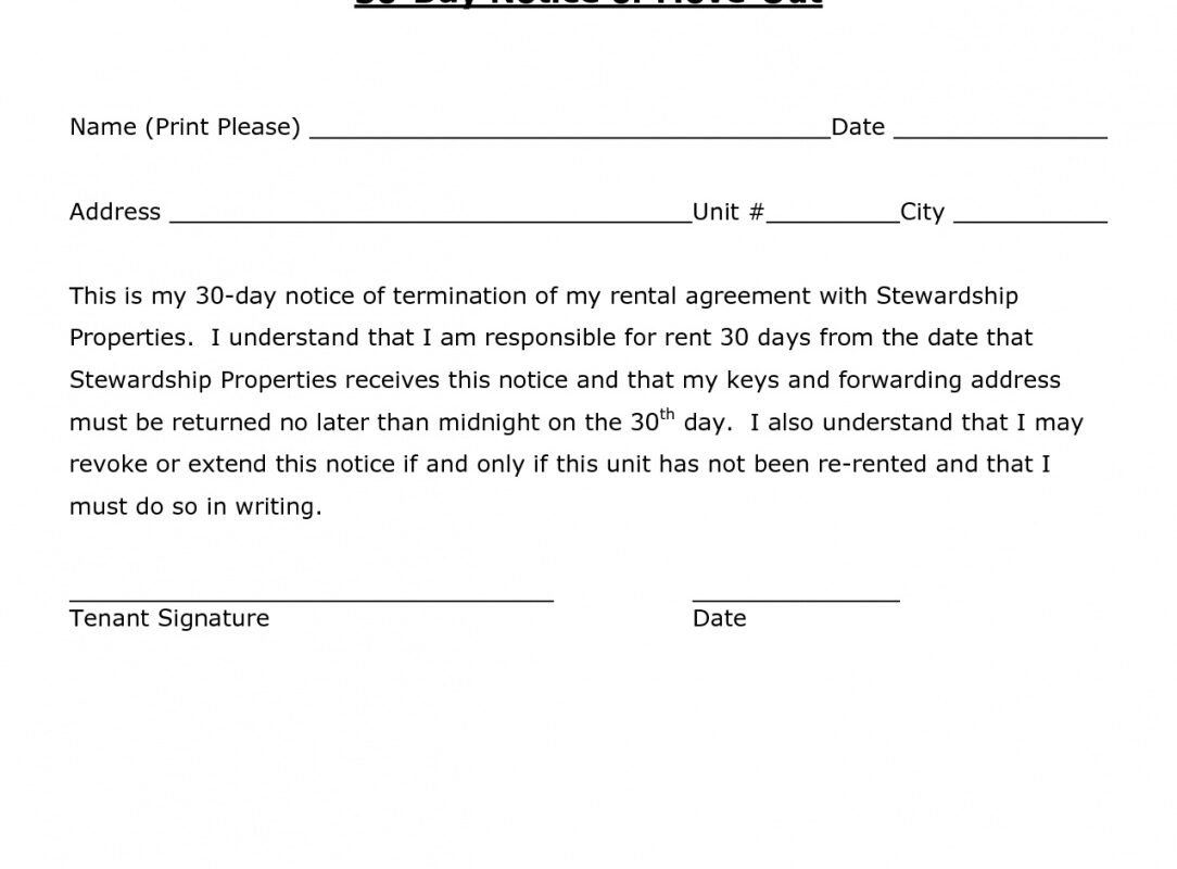 Best Sample 30 Day Notice To Landlord Template Doc Sample