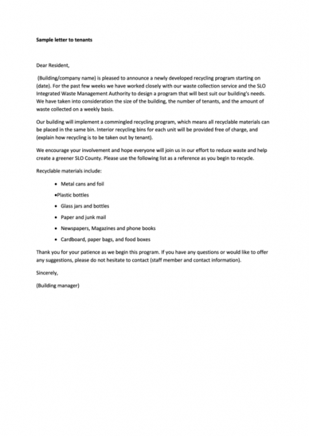 Best Tenancy Notice Letter Template From Landlord Pdf
