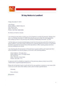 Costum 30 Day Notice To Landlord Template Sample Doc Sample