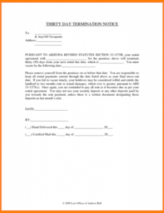 Costum 30 Day Notice To Landlord Template Sample  Sample