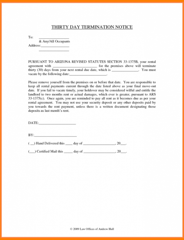 Costum 30 Day Notice To Landlord Template Sample  Sample