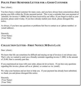 Costum Collection Letter Template First Notice Excel