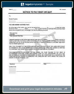 Costum Notice Of Late Rent Template