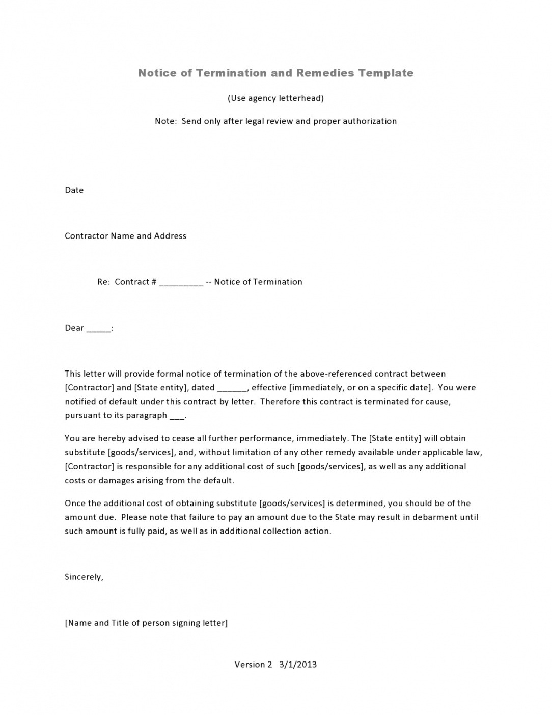 Costum Notice Of Termination Of Employment Template Word Sample