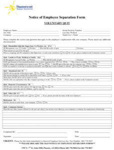 Editable Employment Separation Notice Template Pdf Sample