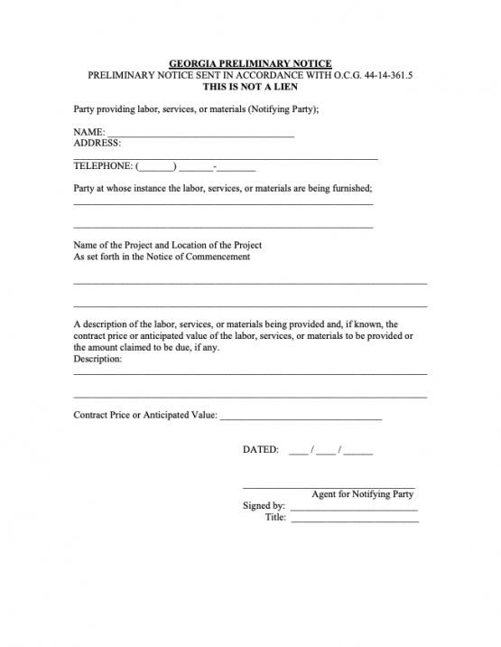 Editable Florida Notice To Owner Form Template Example Tacitproject