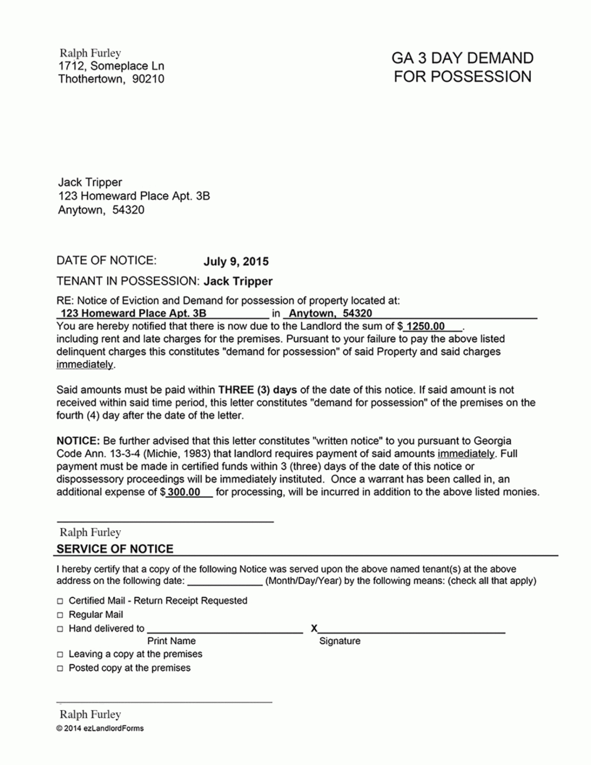 Editable Notice Of Eviction Letter Template Word Example - Tacitproject