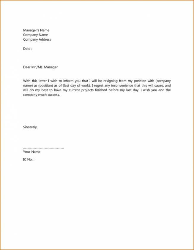 Editable Simple 2 Week Notice Template Excel Sample - Tacitproject