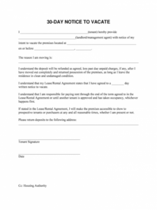 Free 30 Day Notice For Landlord Template Doc Example