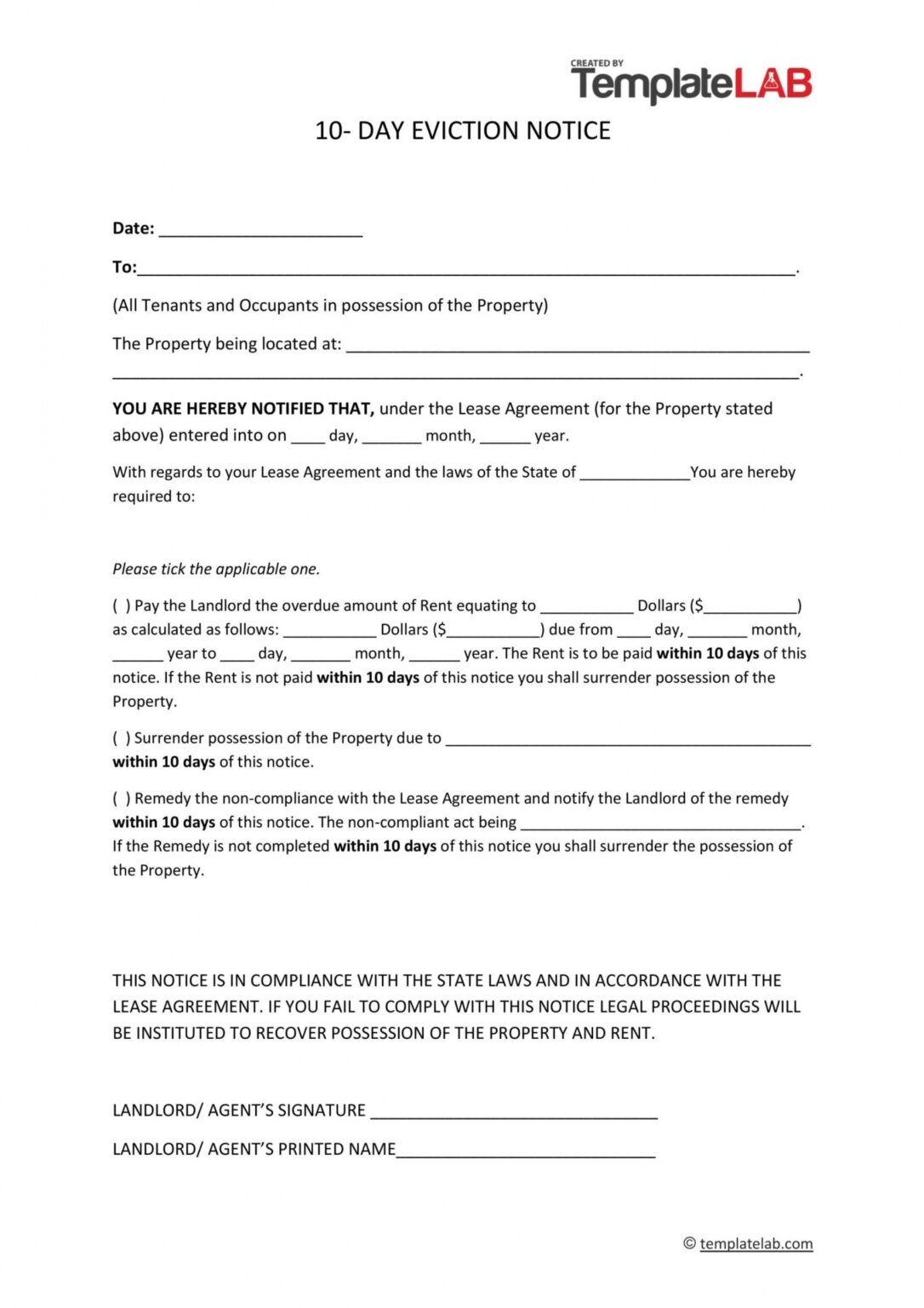 Free Eviction Notice Template Indiana Excel Example Tacitproject