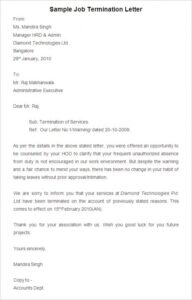 Free Notice Of Termination Of Employment Template Doc Sample
