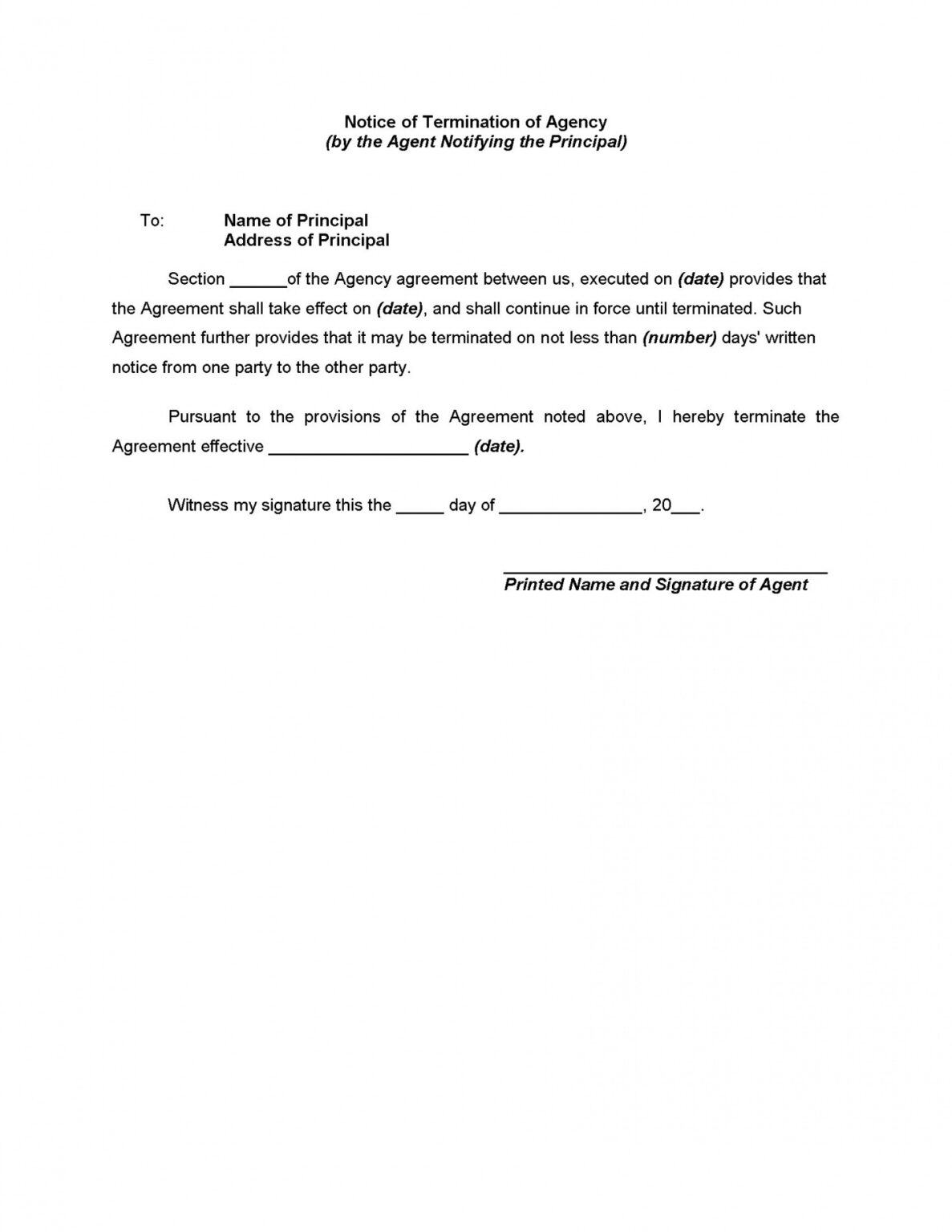 Free Notice Of Termination Of Employment Template Word - Tacitproject