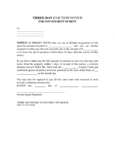 Notice Of Eviction Letter Template Excel