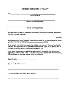 Printable 30 Day Notice Contract Termination Letter Template Excel Example