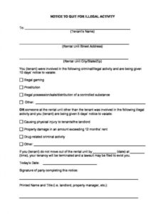 Printable 30 Day Notice Template Oregon Doc
