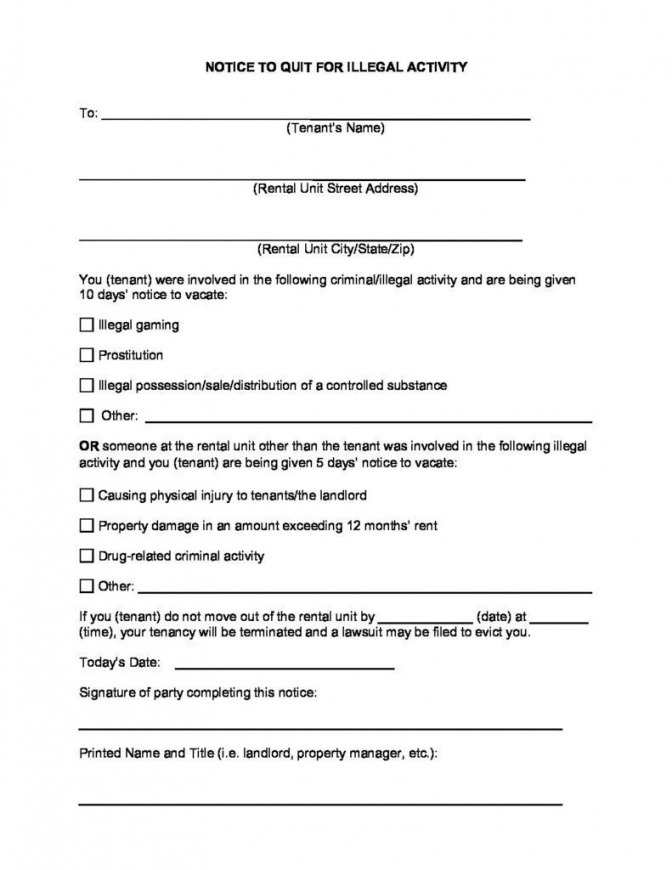 Printable 30 Day Notice Template Oregon Doc