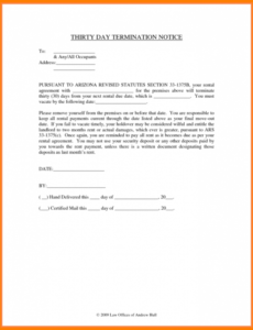 Printable 30 Day Written Notice To Vacate Template Pdf Sample