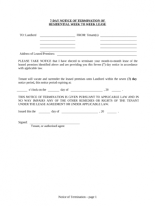 Printable 60 Day Notice To Terminate Lease Template Doc