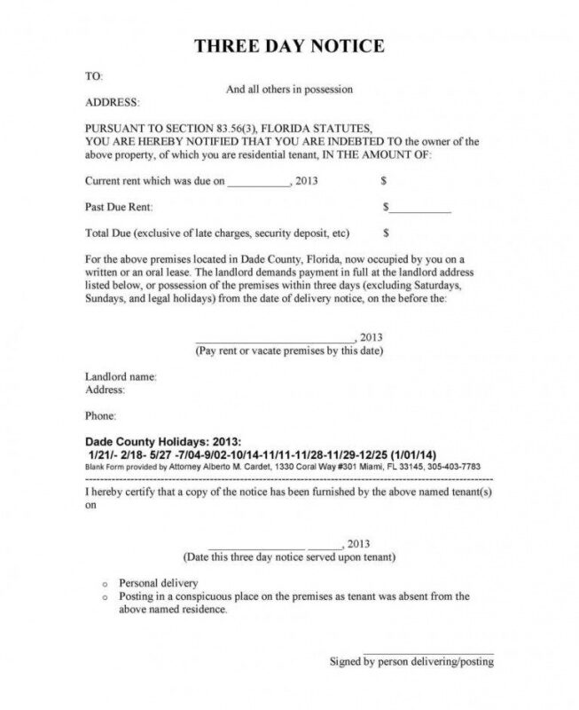 Printable Commercial Eviction Notice Template Pdf Example