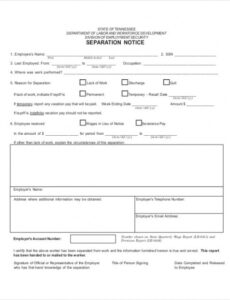 Printable Employment Separation Notice Template Doc Example