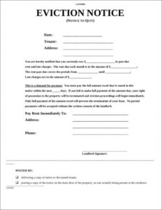 Printable Eviction Notice Template Pdf Word