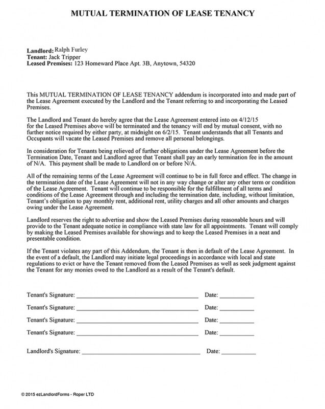 Printable Landlord Notice To Terminate Lease Template Excel Sample