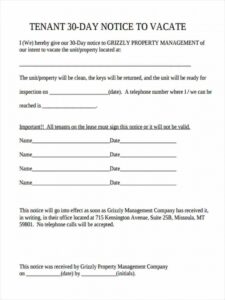 Printable Sample 30 Day Notice To Landlord Template Pdf Example