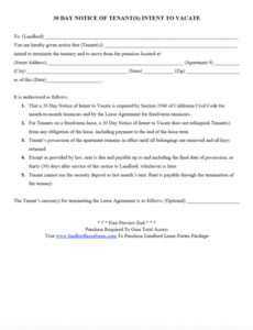 Professional 30 Day Notice To Move Template Doc Example