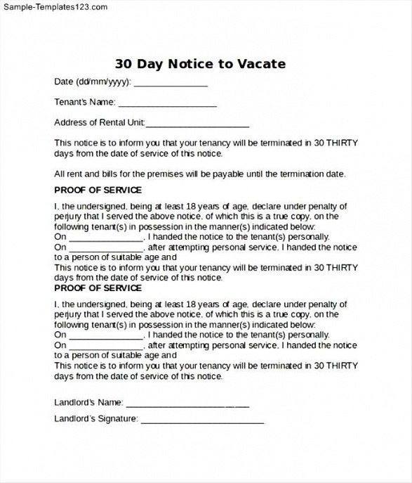 Professional Tenant Notice To Quit Template Pdf Sample