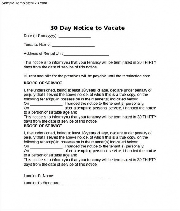 Tenant Notice To Quit Template