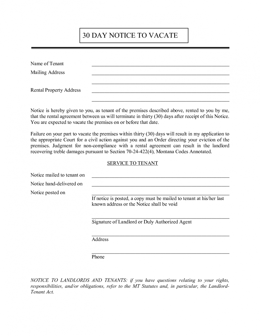 Rental Notice To Vacate Template Doc