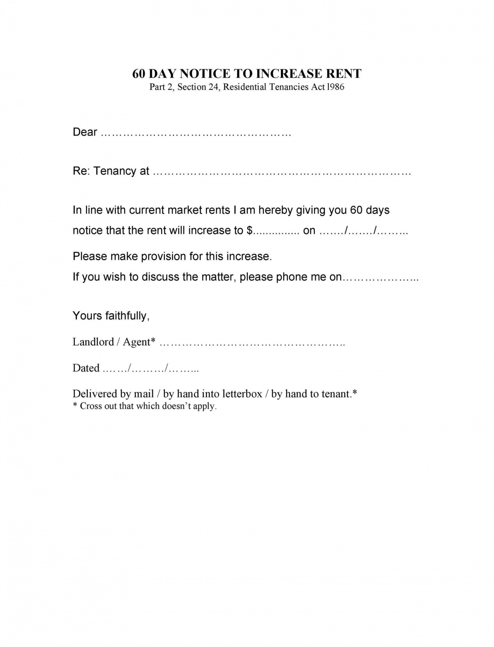 60 day notice template to landlord