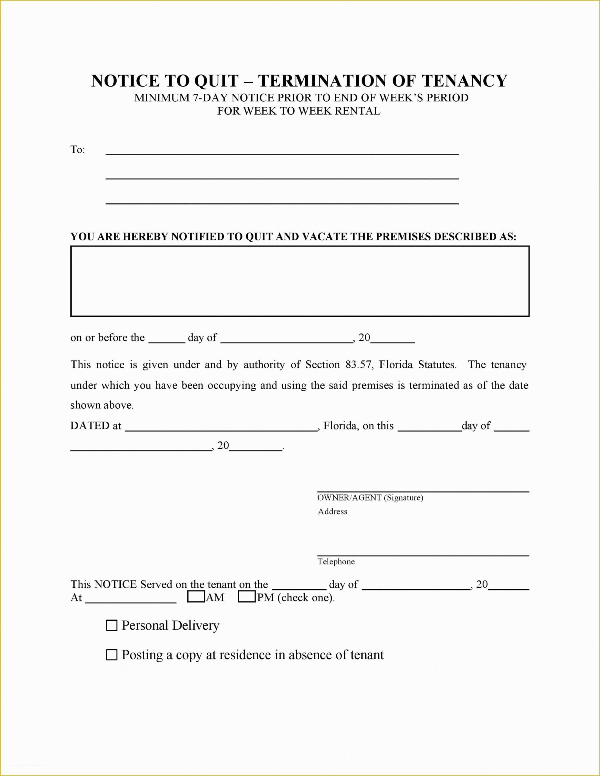 Best Florida 30 Day Notice To Vacate Template Doc