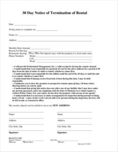 Costum 30 Day Lease Notice Template