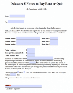 Costum 5 Day Notice Template Excel