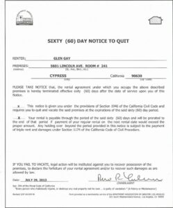 Costum 60 Day Notice To Landlord Template Doc Sample