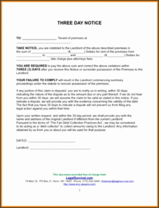 Costum Eviction Notice From Landlord To Tenant Template Excel Sample