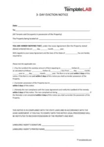 Costum Eviction Notice Template Illinois Pdf