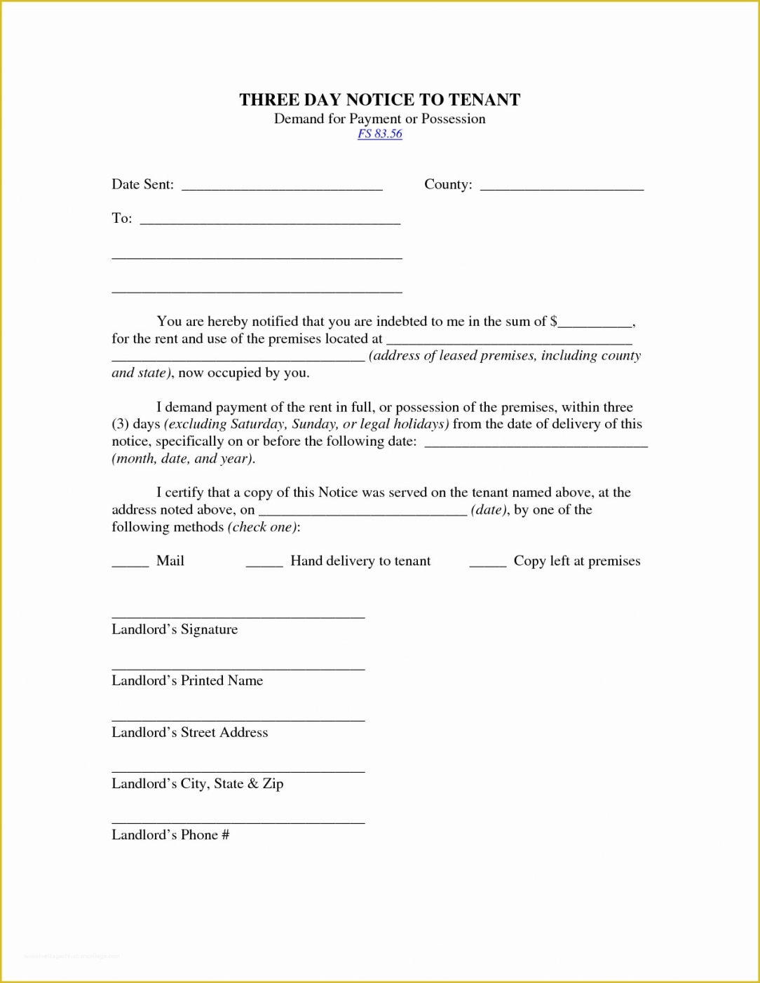 Costum Florida Notice Owner Template Doc Sample Tacitproject