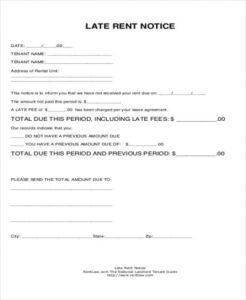 Costum Late Rent Payment Notice Template Doc Example