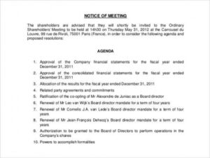 Costum Notice Of Shareholders Meeting Template Pdf Example